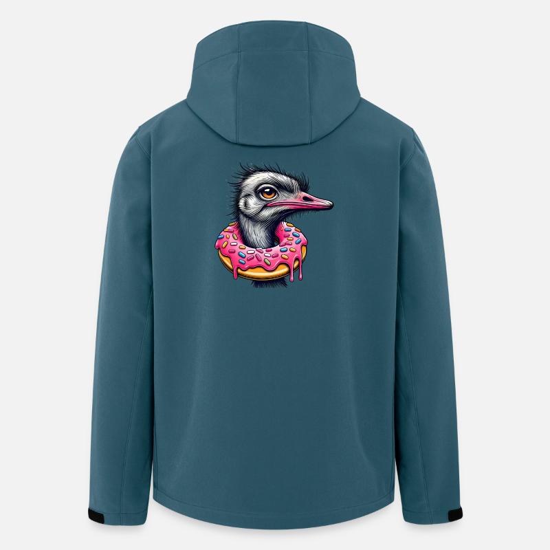 witziger Augenschmaus - Vogel Strauß mit Donut - Recycelte Männer Softshell-Jacke von Stanley/Stella - Dunkles Petrol