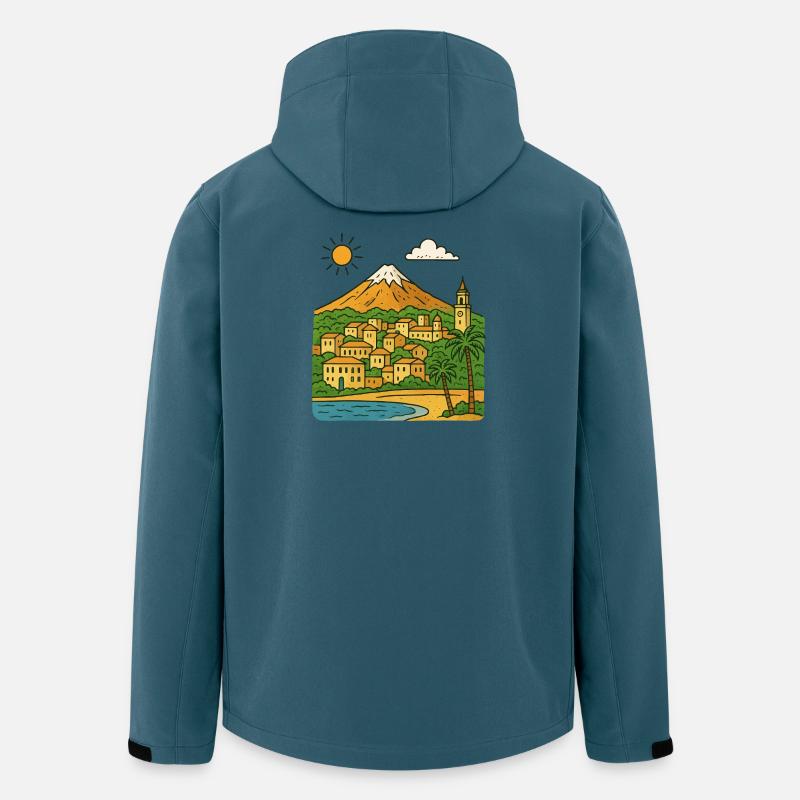 Farbige Stadtlandschaft von Teneriffa - Recycelte Männer Softshell-Jacke von Stanley/Stella - Dunkles Petrol