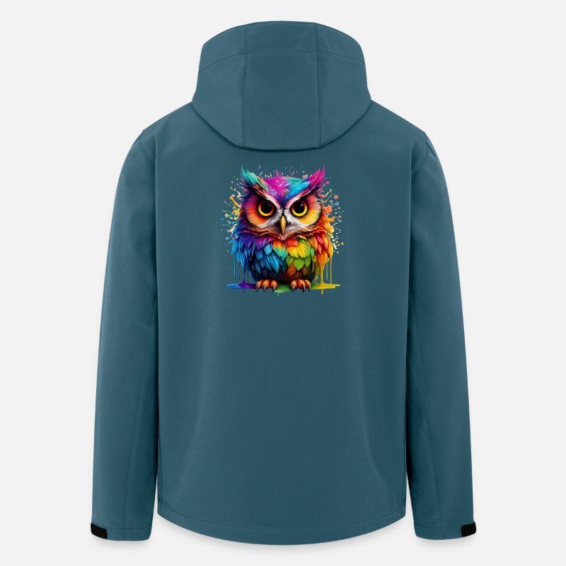 Bunte Eulenkunst Digitaldruck - Recycelte Männer Softshell-Jacke von Stanley/Stella - Dunkles Petrol