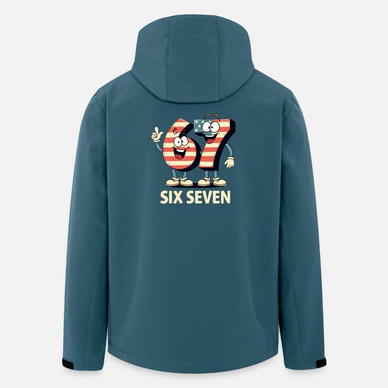 US Flag 67 Memes Six Seven - Veste softshell homme en polyester recyclé Stanley/Stella - bleu pétrole foncé