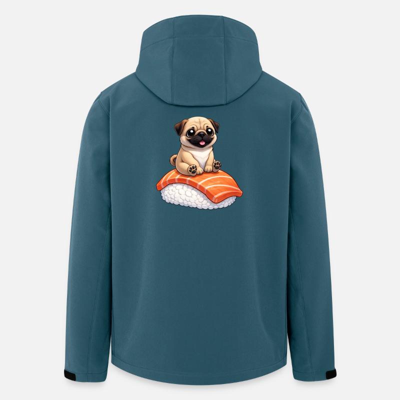 Süßer Mops mit Sushi Japanisches Essen - Recycelte Männer Softshell-Jacke von Stanley/Stella - Dunkles Petrol