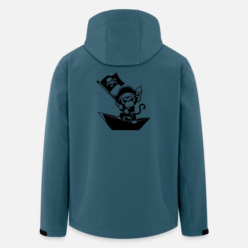 Pirat Affe im Papierboot - Recycelte Männer Softshell-Jacke von Stanley/Stella - Dunkles Petrol