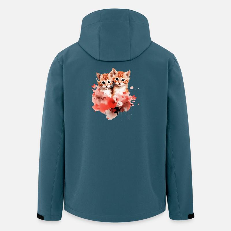 Wasserfarbene Kätzchen Duo Blüten - Recycelte Männer Softshell-Jacke von Stanley/Stella - Dunkles Petrol