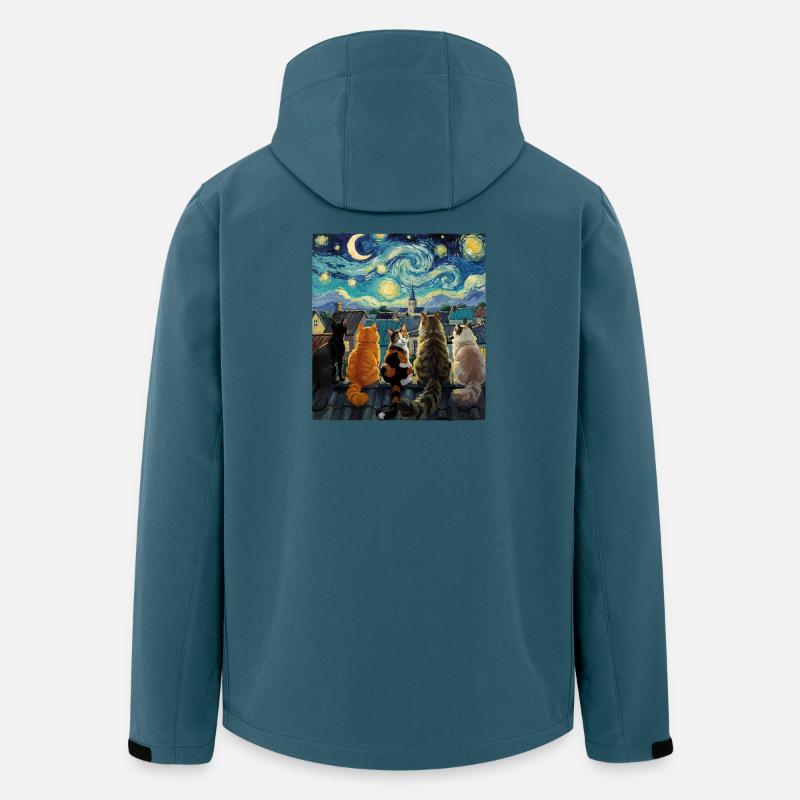 Katzensymphonie über sternenklaren Dächern - Recycelte Männer Softshell-Jacke von Stanley/Stella - Dunkles Petrol