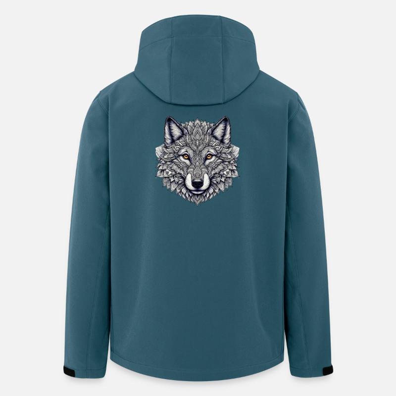 Wolf mit Mandalas verziert - Recycelte Männer Softshell-Jacke von Stanley/Stella - Dunkles Petrol