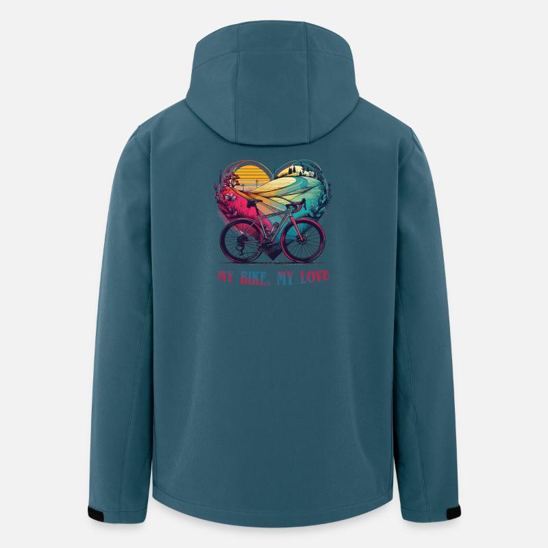 Mon vélo, mon amour. Saint-Valentin 2024 - Veste softshell homme en polyester recyclé Stanley/Stella - bleu pétrole foncé