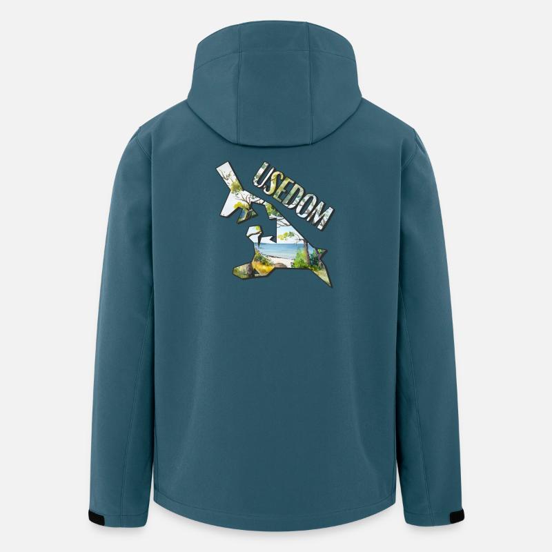 Carte à l’aquarelle d’Usedom - Veste softshell homme en polyester recyclé Stanley/Stella - bleu pétrole foncé