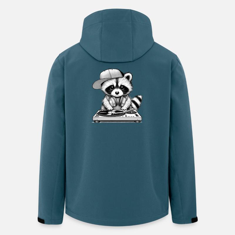 cooles Waschbär-Motiv als DJ mit Kopfhörer - Recycelte Männer Softshell-Jacke von Stanley/Stella - Dunkles Petrol