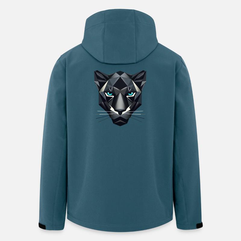 Geometrischer schwarzer Panther–Kraft und Eleganz - Recycelte Männer Softshell-Jacke von Stanley/Stella - Dunkles Petrol