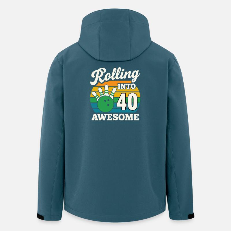 Bowling rétro 40e anniversaire Design - Veste softshell homme en polyester recyclé Stanley/Stella - bleu pétrole foncé