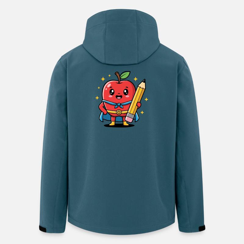 Lehrer Cartoon Obst mit Bleistift - Recycelte Männer Softshell-Jacke von Stanley/Stella - Dunkles Petrol