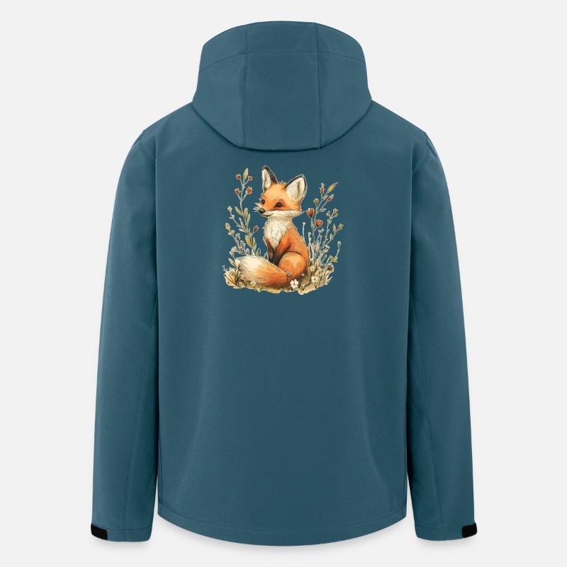 Fuchs mit Blumen - Recycelte Männer Softshell-Jacke von Stanley/Stella - Dunkles Petrol