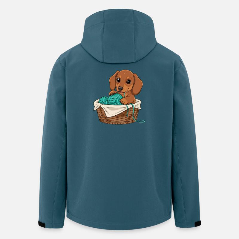 Chiot teckel dans un panier - Veste softshell homme en polyester recyclé Stanley/Stella - bleu pétrole foncé