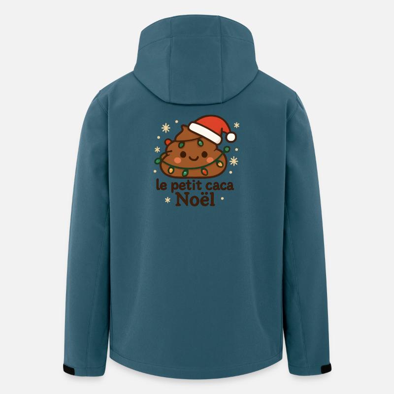 Petit cacao Noël éclairé avec guirlande - Veste softshell homme en polyester recyclé Stanley/Stella - bleu pétrole foncé
