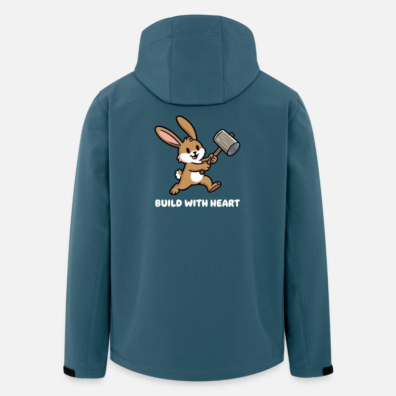 Hase mit Hammer: Bauen mit Herz - Recycelte Männer Softshell-Jacke von Stanley/Stella - Dunkles Petrol