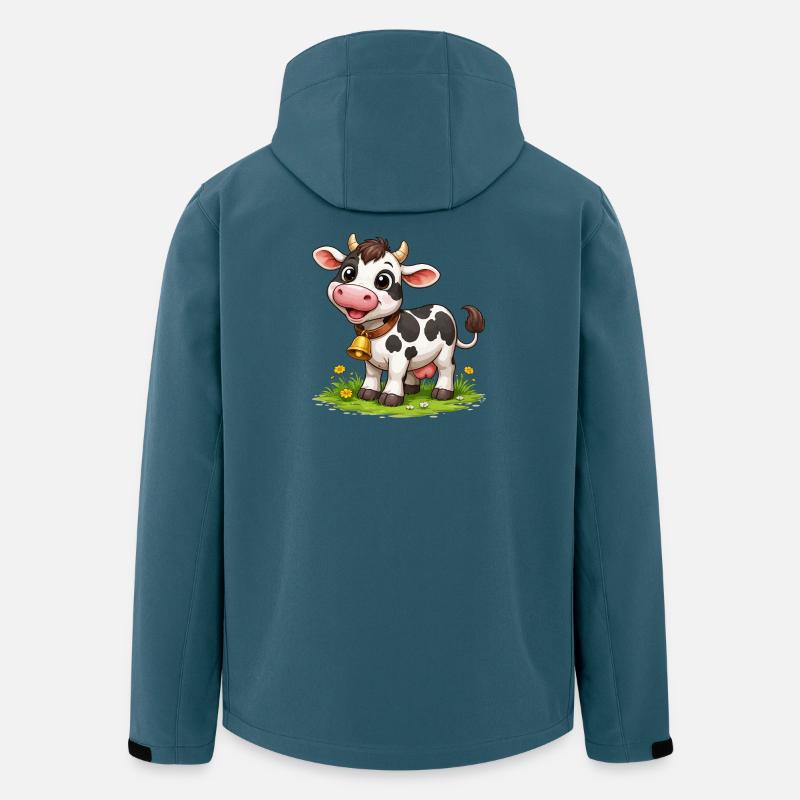 Kuh mit Glöckchen auf Weide - Recycelte Männer Softshell-Jacke von Stanley/Stella - Dunkles Petrol