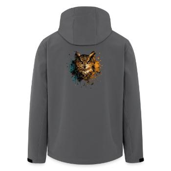Owl Watercolor – Color Splash Animal Art - Men’s Recycled Softshell Jacket by Stanley/Stella - stargazer - Back - AI Model Male 185 light (185cm)