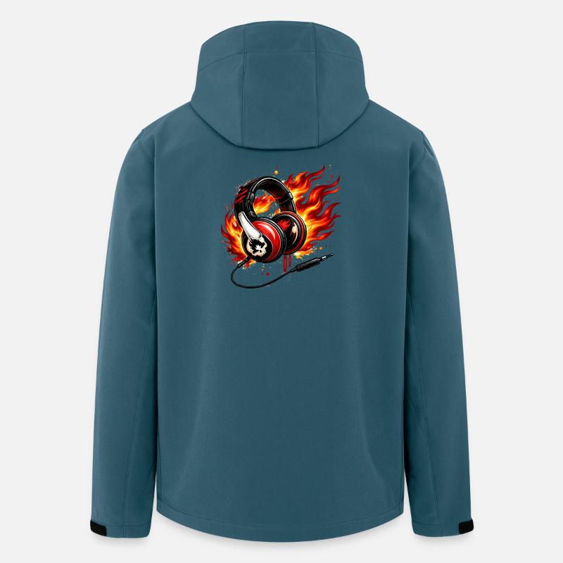 Flammen Kopfhörer Skull Design  - Recycelte Männer Softshell-Jacke von Stanley/Stella - Dunkles Petrol