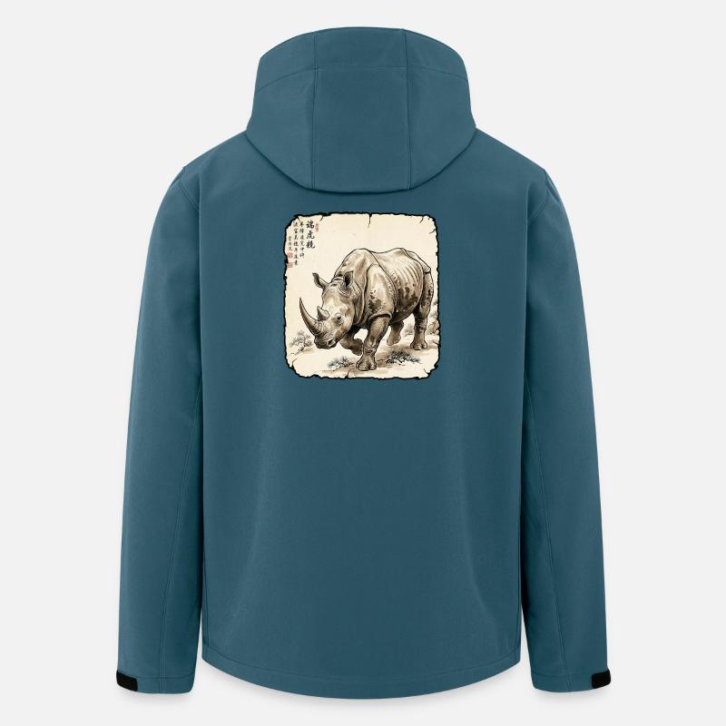 Nashorn Asiatisch Rhinozeros - Recycelte Männer Softshell-Jacke von Stanley/Stella - Dunkles Petrol