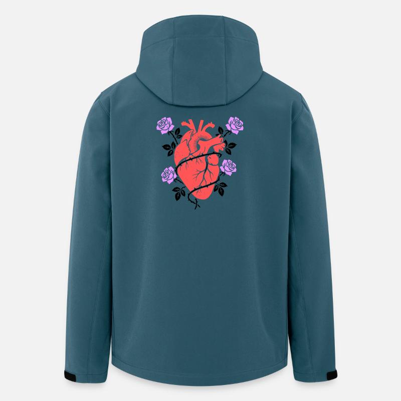 Anatomisches Herz Rosen Bunt - Recycelte Männer Softshell-Jacke von Stanley/Stella - Dunkles Petrol