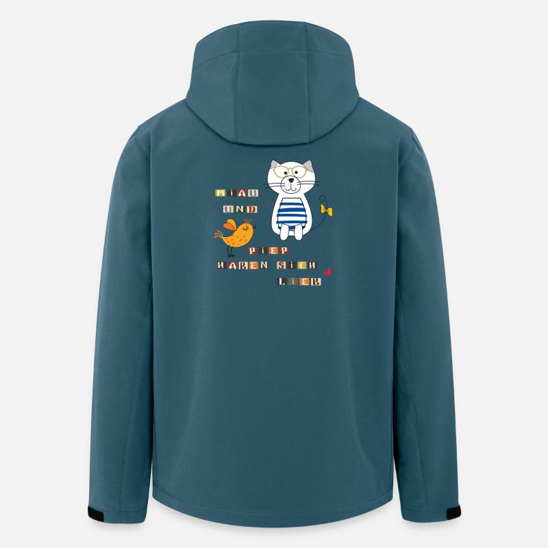 Katze und Vogel - Recycelte Männer Softshell-Jacke von Stanley/Stella - Dunkles Petrol