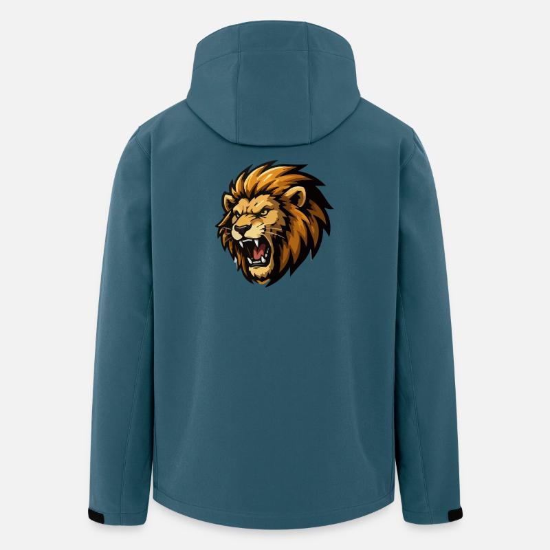 dessin animé de lion - Veste softshell homme en polyester recyclé Stanley/Stella - bleu pétrole foncé