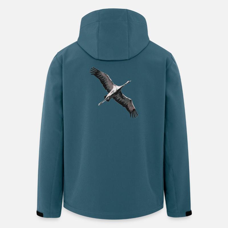 Kranich beim Flug in den Süden - Recycelte Männer Softshell-Jacke von Stanley/Stella - Dunkles Petrol