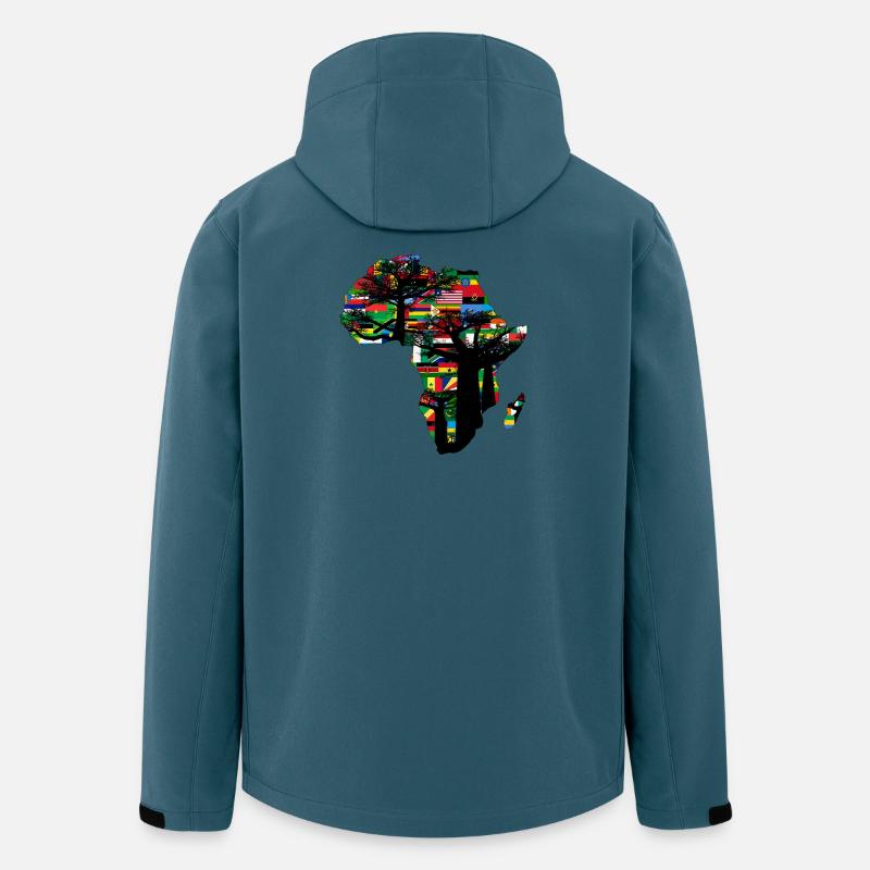 Afrika Affenbrotbaum und Flaggen - Recycelte Männer Softshell-Jacke von Stanley/Stella - Dunkles Petrol