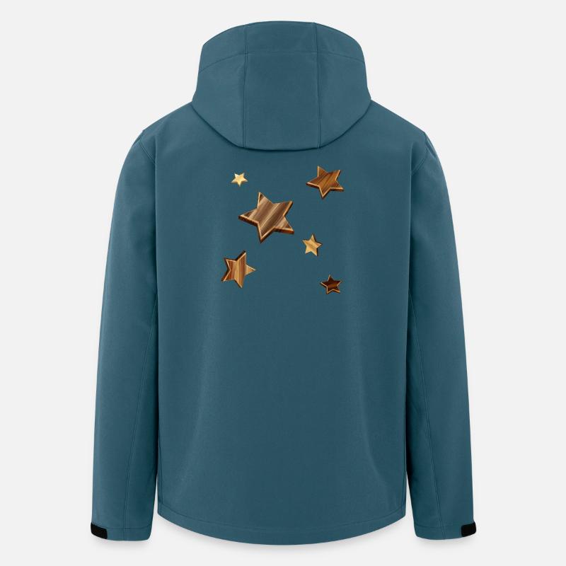 Sterne in dunkler Holz Optik mit Maserung - Recycelte Männer Softshell-Jacke von Stanley/Stella - Dunkles Petrol