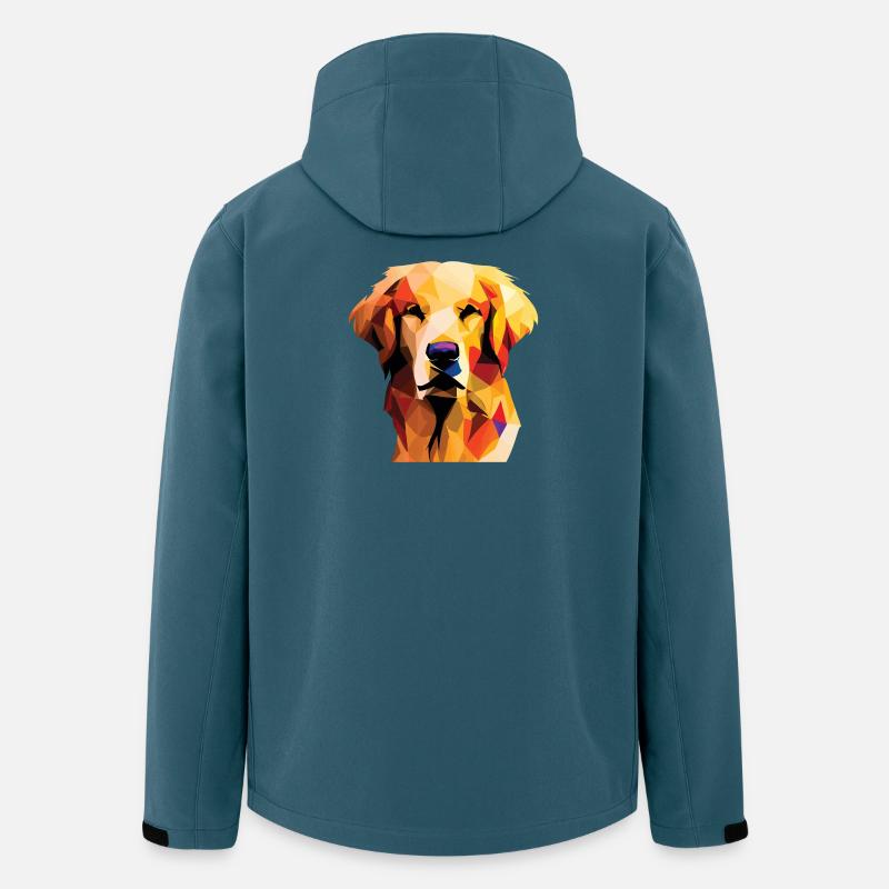 Polygone de chien Golden Retriever - Veste softshell homme en polyester recyclé Stanley/Stella - bleu pétrole foncé