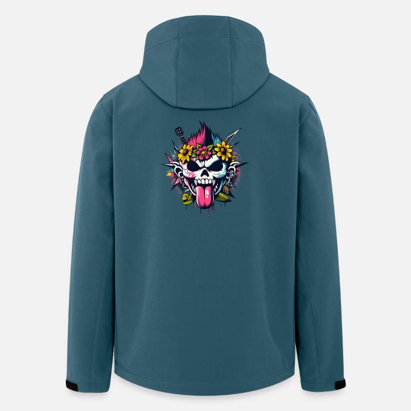 Punk Rock Skull mit Gitarren & Blumen - Recycelte Männer Softshell-Jacke von Stanley/Stella - Dunkles Petrol