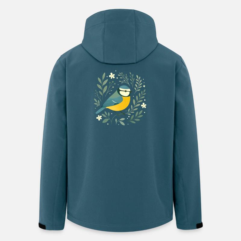 Blaumeise und Blüten - Recycelte Männer Softshell-Jacke von Stanley/Stella - Dunkles Petrol