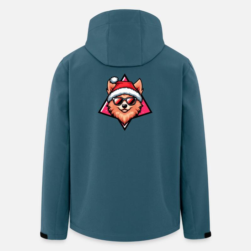 Hund im Santa-Style  Zwergspitz - Recycelte Männer Softshell-Jacke von Stanley/Stella - Dunkles Petrol