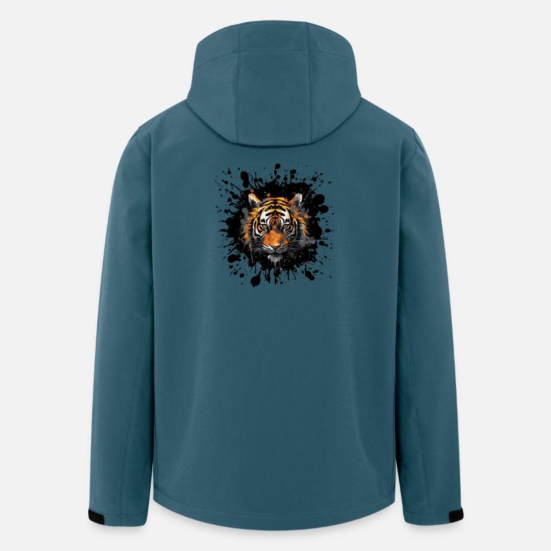 Tiger Tier Farbklecks - Recycelte Männer Softshell-Jacke von Stanley/Stella - Dunkles Petrol