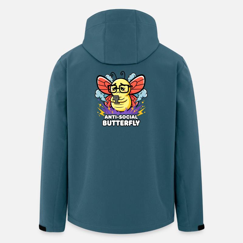 Antisoziales Schmetterlingsdesign für Introvertierte - Recycelte Männer Softshell-Jacke von Stanley/Stella - Dunkles Petrol