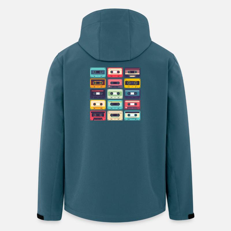 Motif Pop Art des cassettes - Veste softshell homme en polyester recyclé Stanley/Stella - bleu pétrole foncé