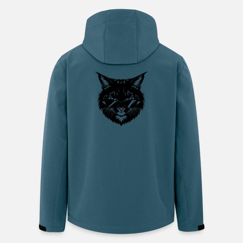 Schwarze Katze mit Sonnenbrille - Recycelte Männer Softshell-Jacke von Stanley/Stella - Dunkles Petrol