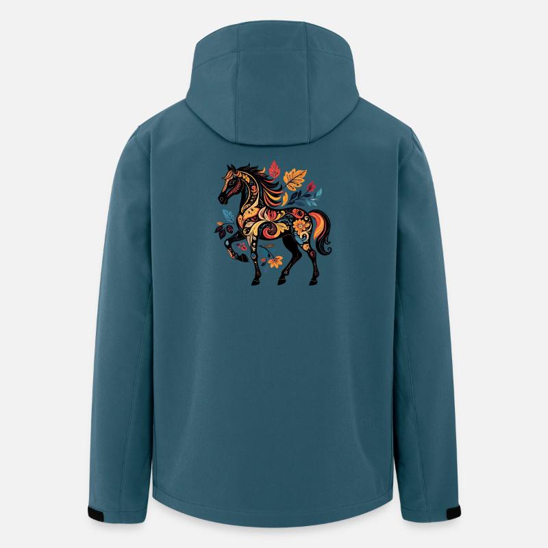 Ornamentpferd mit Blättermustern - Recycelte Männer Softshell-Jacke von Stanley/Stella - Dunkles Petrol