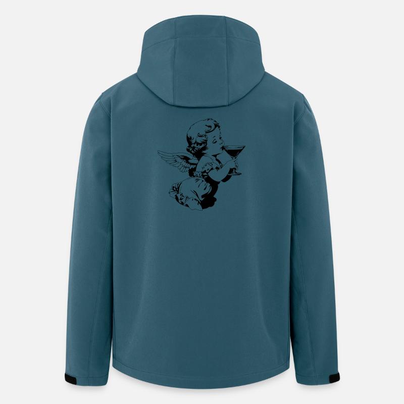 Cocktail Engel – Cherub mit Martini Glas - Recycelte Männer Softshell-Jacke von Stanley/Stella - Dunkles Petrol