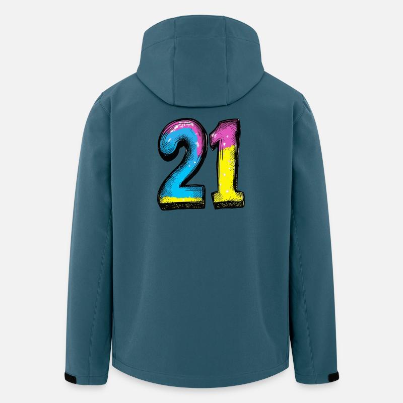 21 Zahl Bunt - Recycelte Männer Softshell-Jacke von Stanley/Stella - Dunkles Petrol