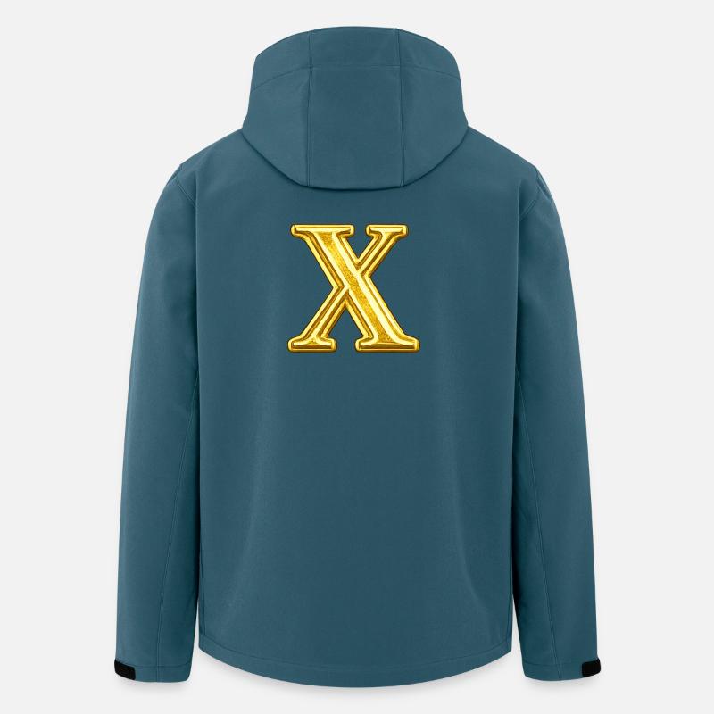 Emblème du X doré - Veste softshell homme en polyester recyclé Stanley/Stella - bleu pétrole foncé