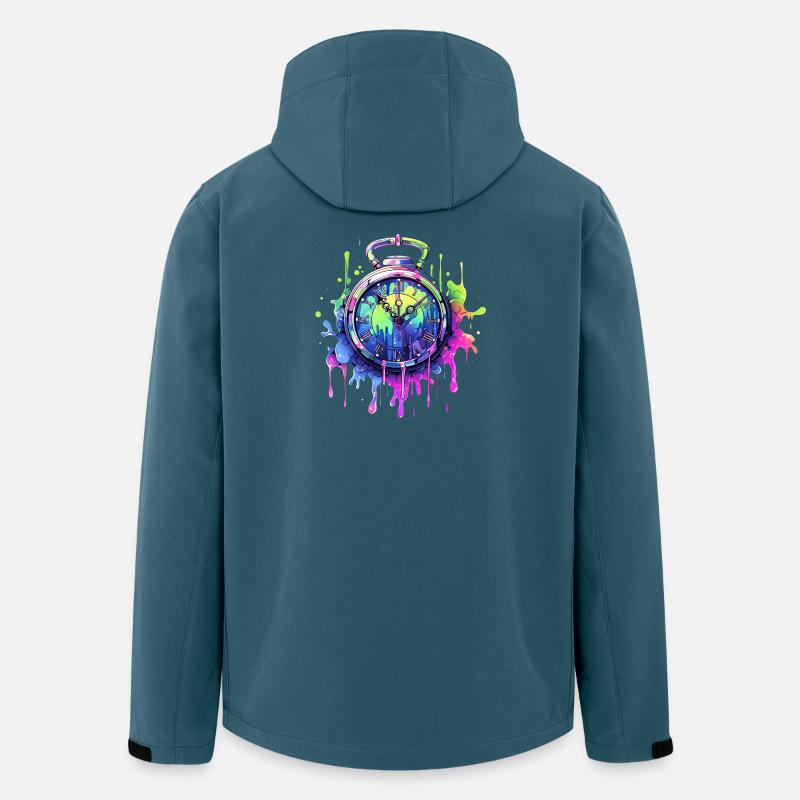 Bunte Uhr mit Farbspritzern - Recycelte Männer Softshell-Jacke von Stanley/Stella - Dunkles Petrol