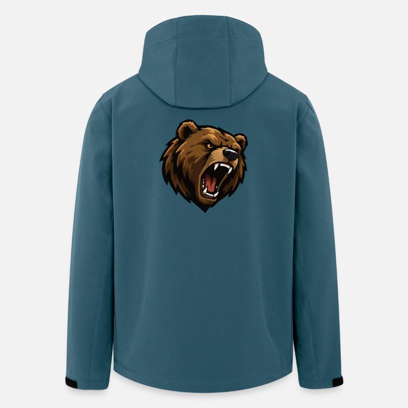 Dessin animé de l’ours brun - Veste softshell homme en polyester recyclé Stanley/Stella - bleu pétrole foncé