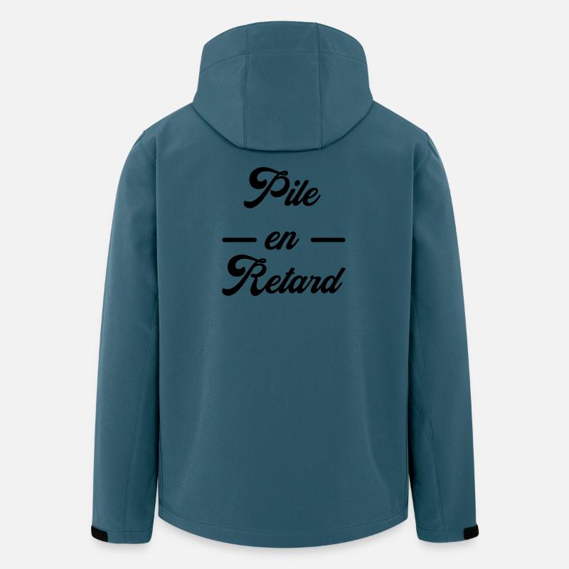 Pile en retard / Humour / Ponctualité - Veste softshell homme en polyester recyclé Stanley/Stella - bleu pétrole foncé