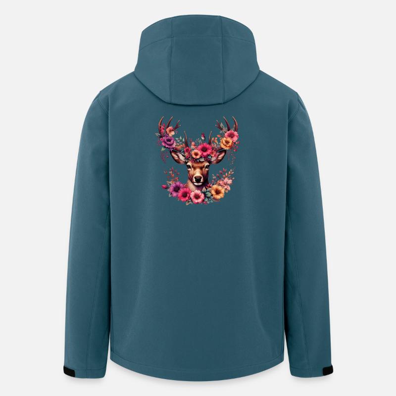 Hirsch mit Blumen - Recycelte Männer Softshell-Jacke von Stanley/Stella - Dunkles Petrol