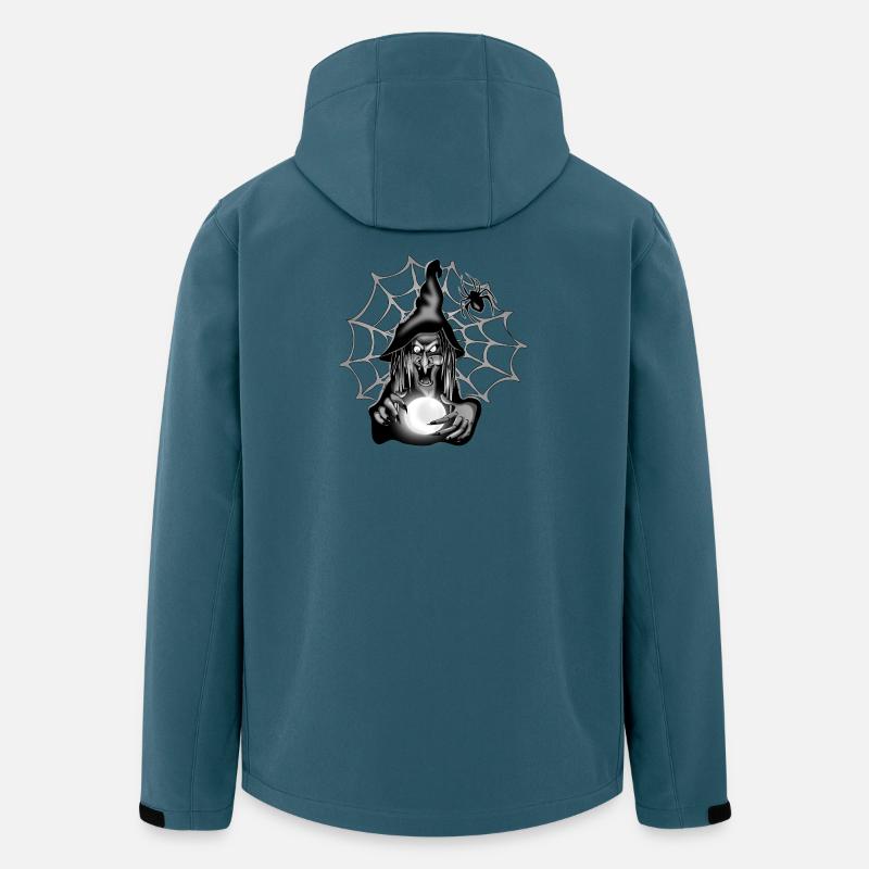 Hexe mit Ball und Spinnennetz - Recycelte Männer Softshell-Jacke von Stanley/Stella - Dunkles Petrol