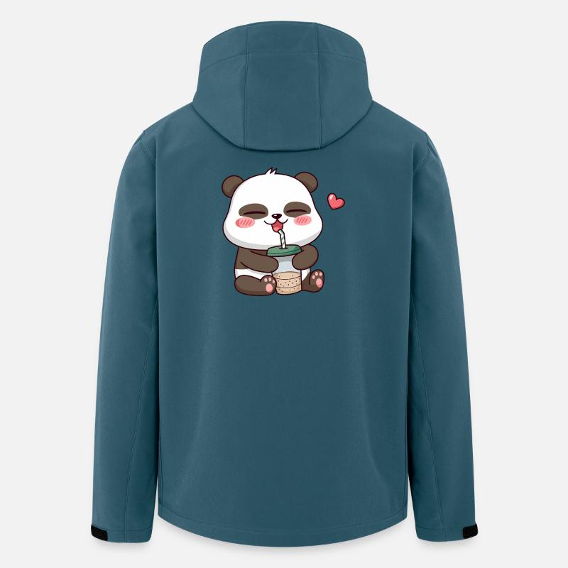 Entzückender Panda trinkt Bubble Tea - Recycelte Männer Softshell-Jacke von Stanley/Stella - Dunkles Petrol