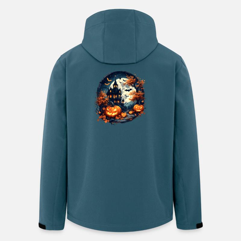 Halloween - Spukhaus & Kürbisse - Recycelte Männer Softshell-Jacke von Stanley/Stella - Dunkles Petrol