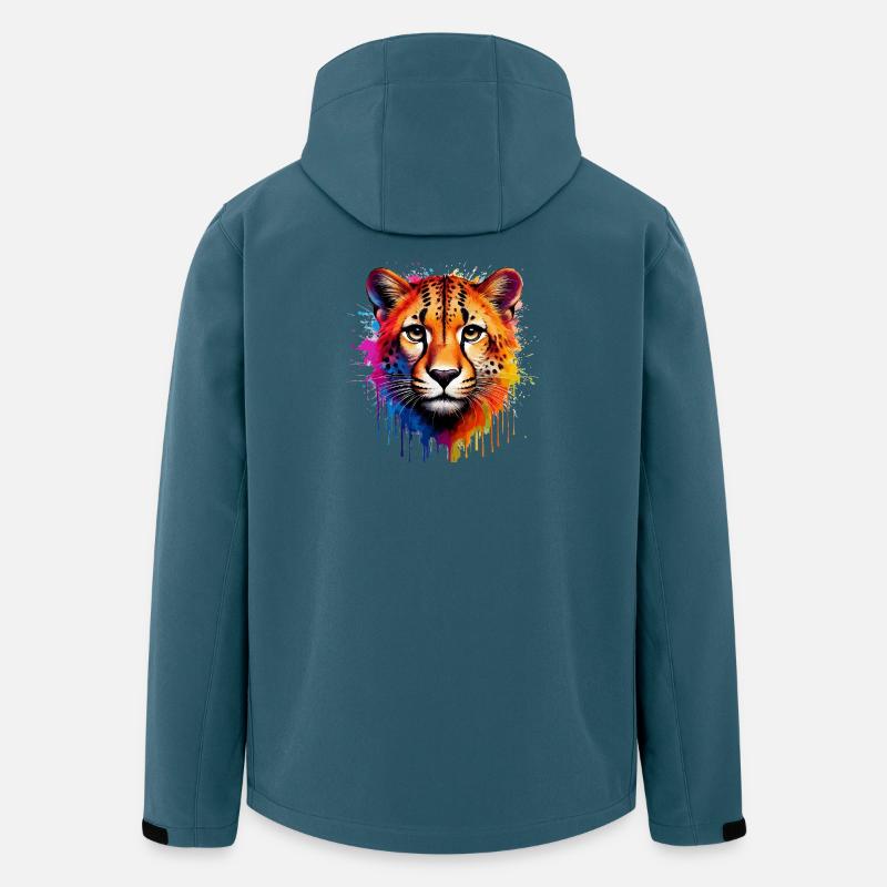 Lebendige Gepardenporträt Kunstdesign - Recycelte Männer Softshell-Jacke von Stanley/Stella - Dunkles Petrol