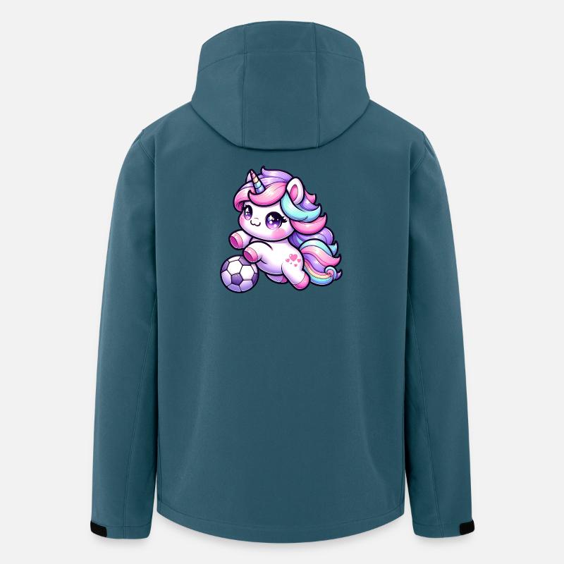 Kawaii Einhorn Fussball Regenbogen Kick - Recycelte Männer Softshell-Jacke von Stanley/Stella - Dunkles Petrol